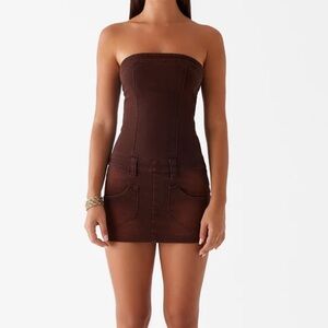 Peppermayo Chocolate Strapless Mini Dress